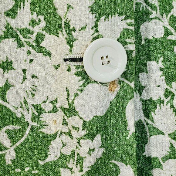 Ann Taylor Loft Green & White Floral Linen Blend Coat Size 6《917》J - Picture 10 of 11
